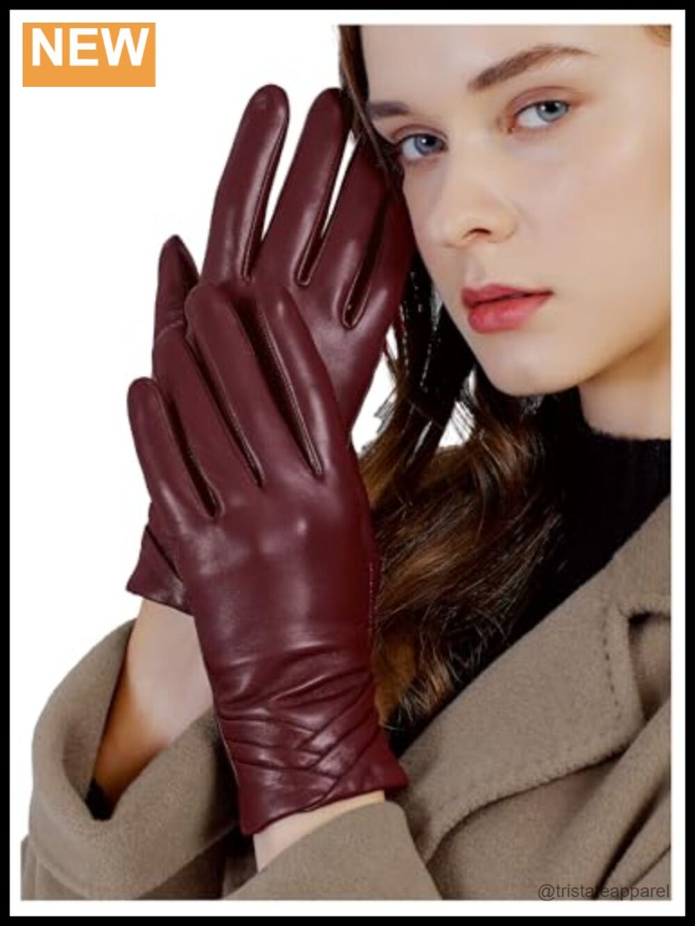 Chrome-Free Genuine Leather Gloves Full-Palm Touchscreen Wool Lined Women
